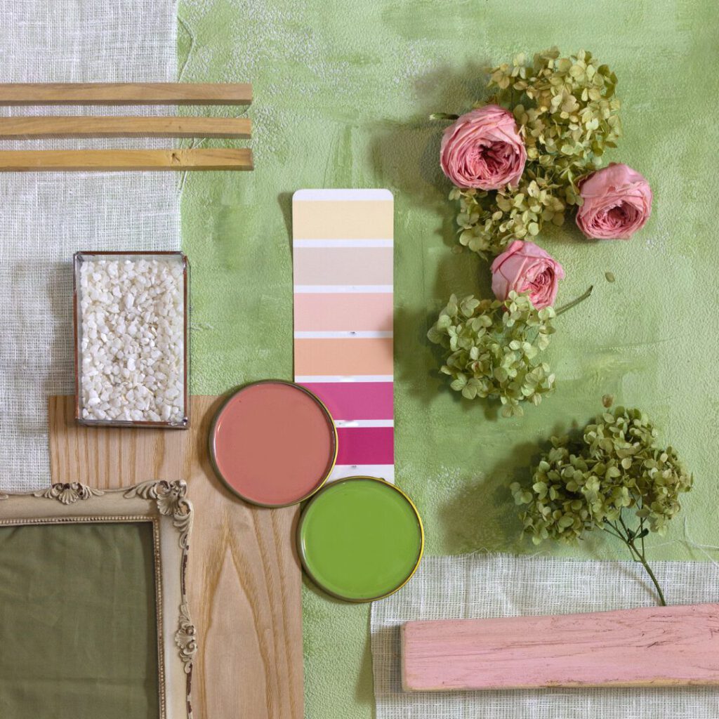 Moodboard Farbe Papeterie Schachteltante