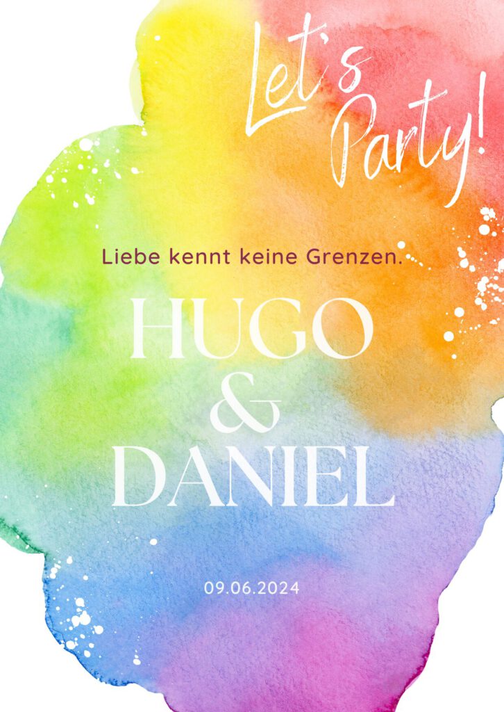 Einladung LGBTQ+ Hochzeit Papeterie Schachteltante